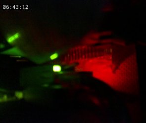 Camera view of the LEDs on FPGA board pi7